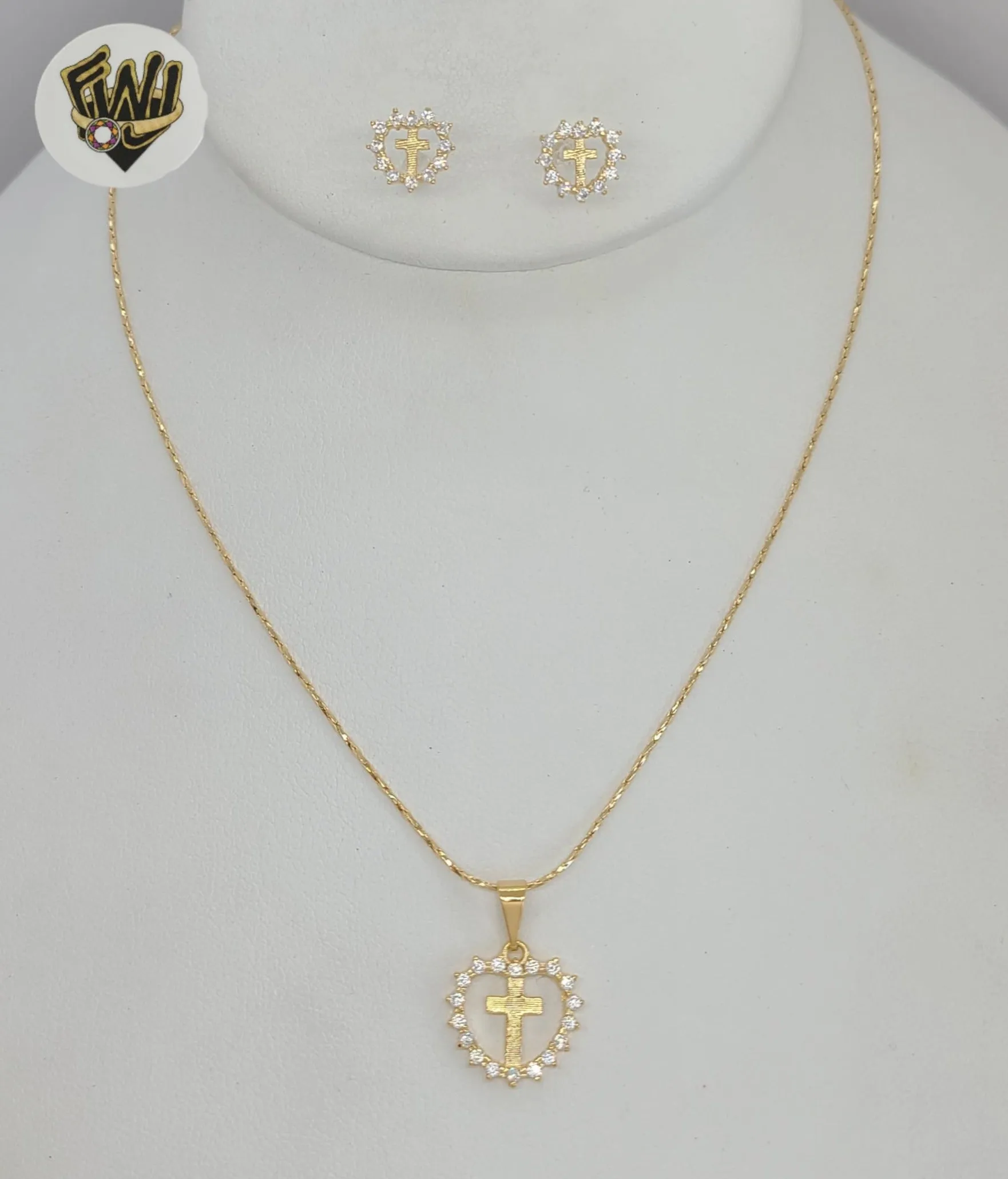 (1-6196) Gold Laminate - Zircon Cross Set - BGF