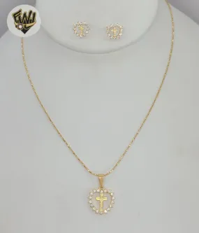 (1-6196) Gold Laminate - Zircon Cross Set - BGF