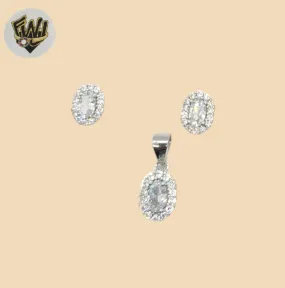 (2-6334-2) 925 Sterling Silver - Oval Zircon Set.