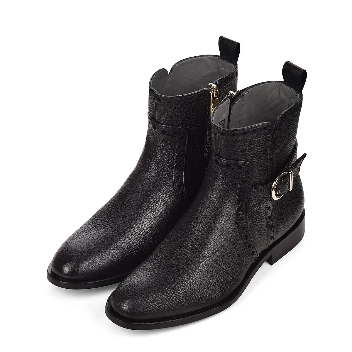 32TVNVN - Cuadra black casual dress deer leather ankle boots for women