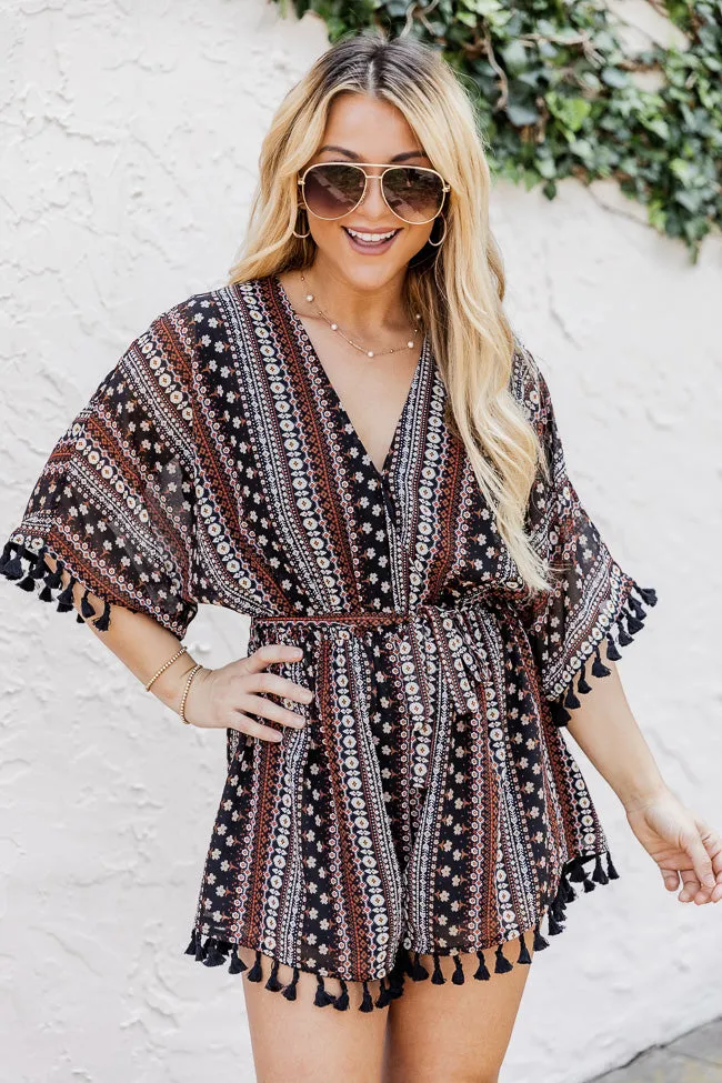 A Fair Deal Printed Tassel Romper FINAL SALE