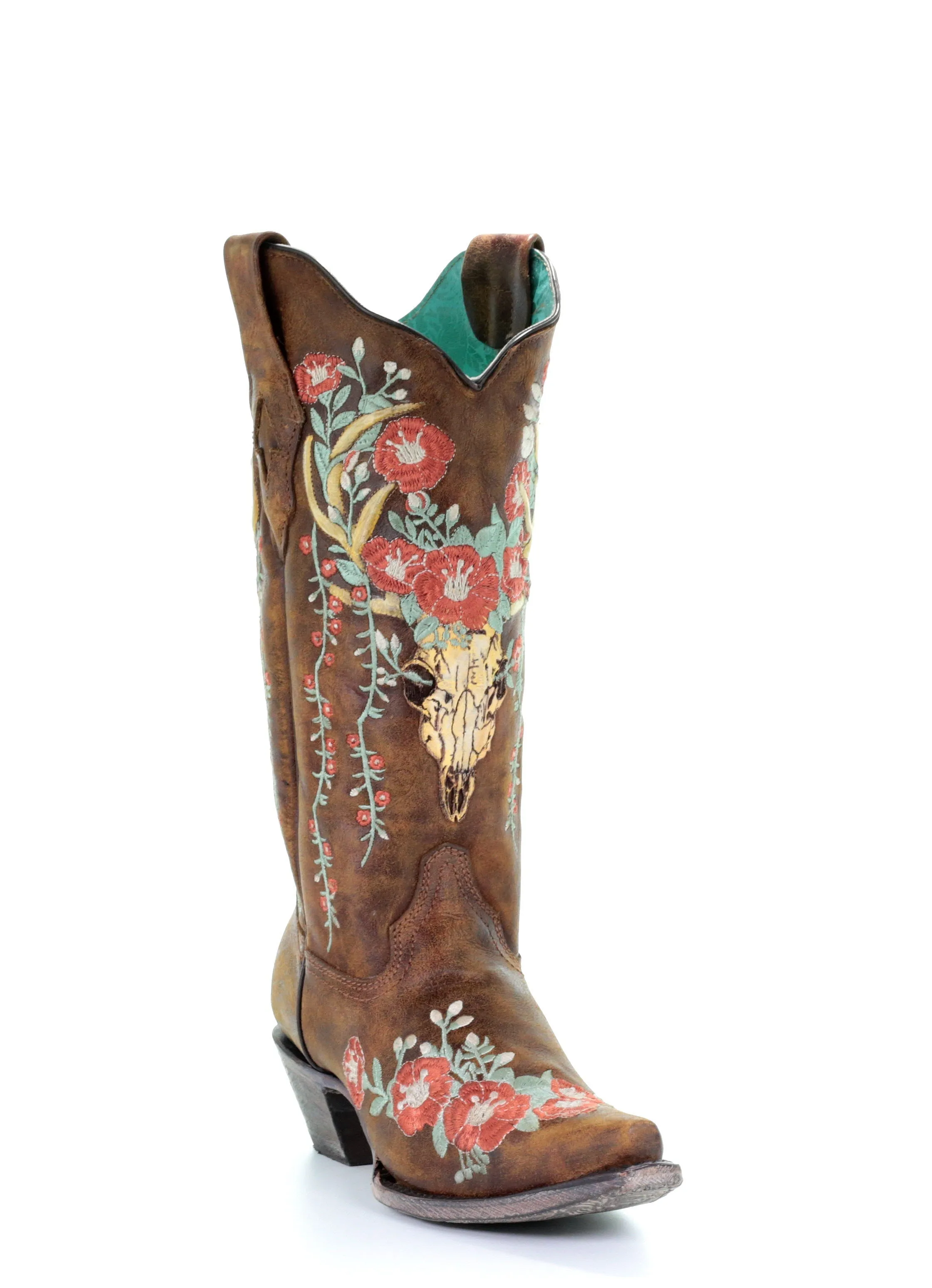 A3652 - Corral tan  western cowgirl leather boots for women