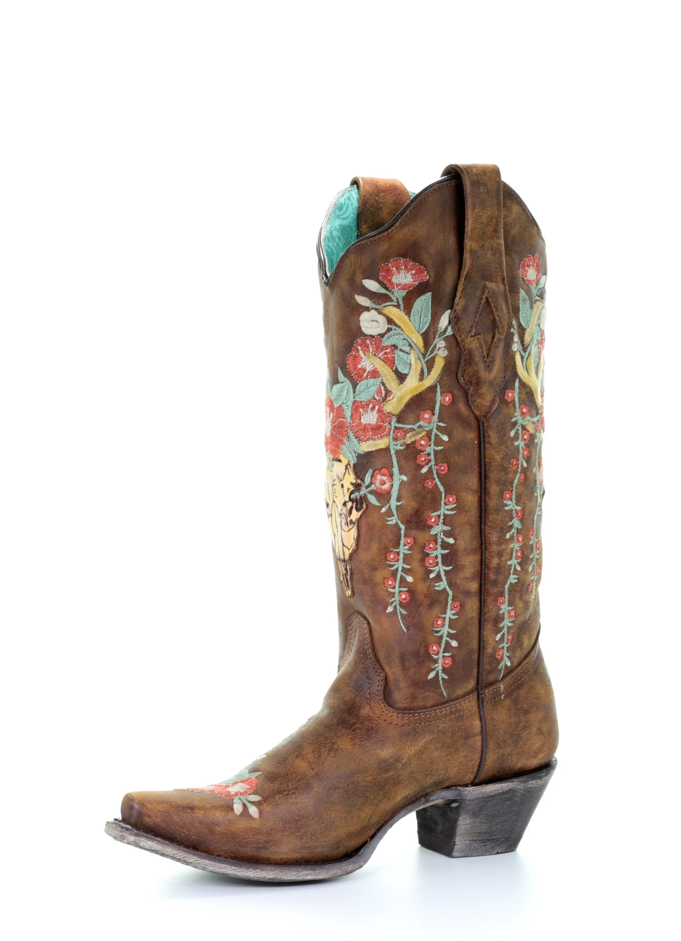 A3652 - Corral tan  western cowgirl leather boots for women