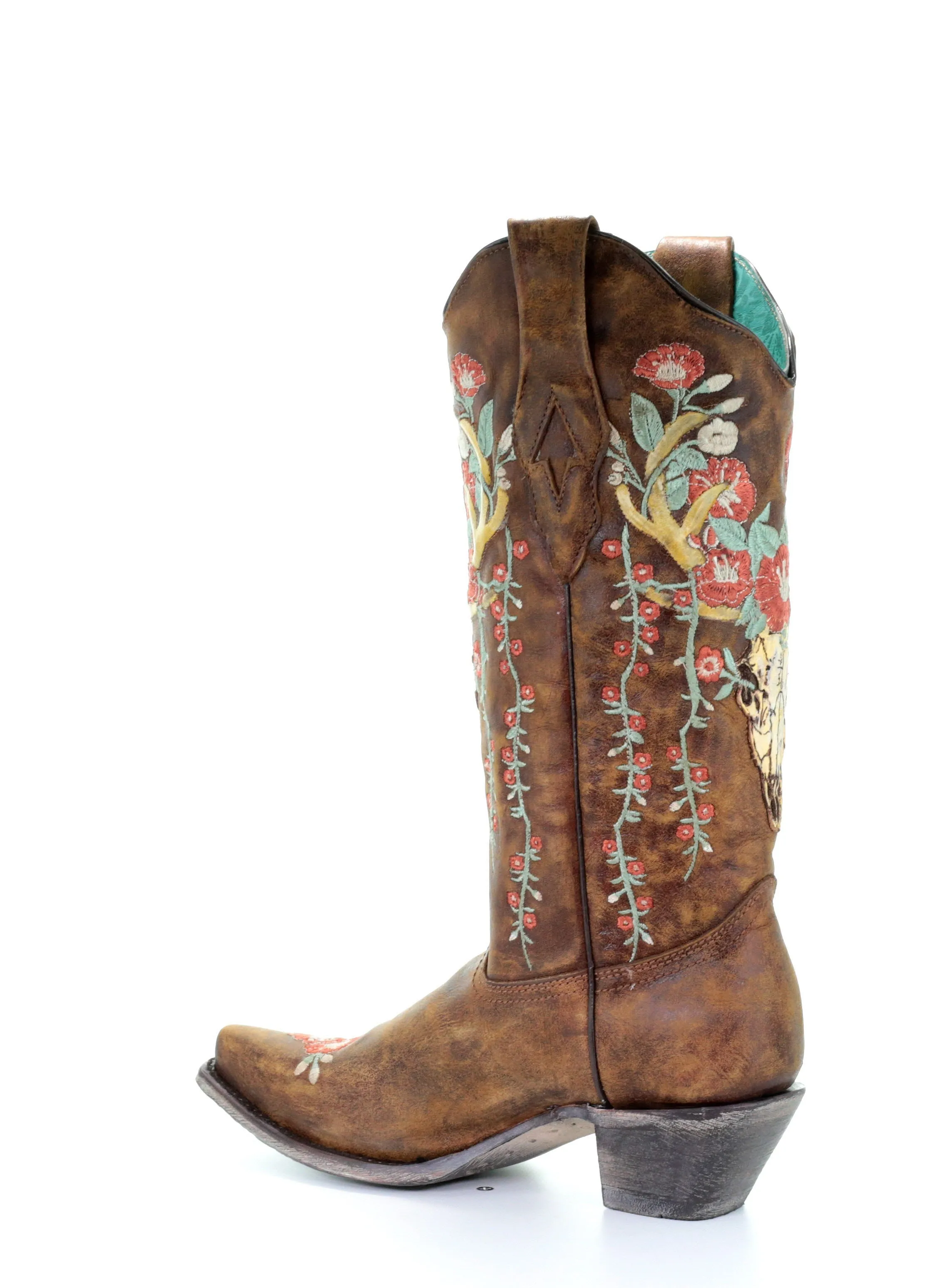 A3652 - Corral tan  western cowgirl leather boots for women