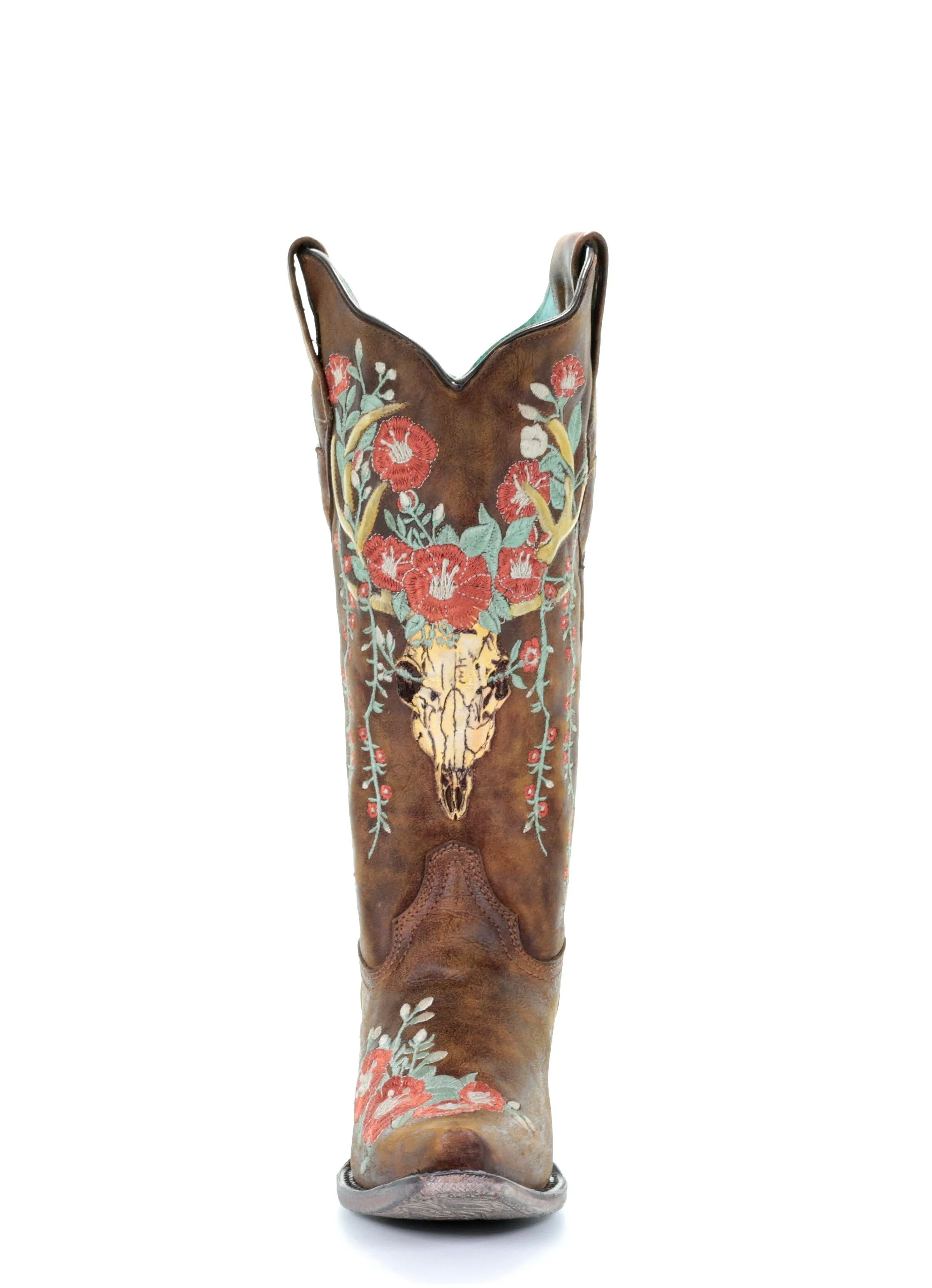 A3652 - Corral tan  western cowgirl leather boots for women