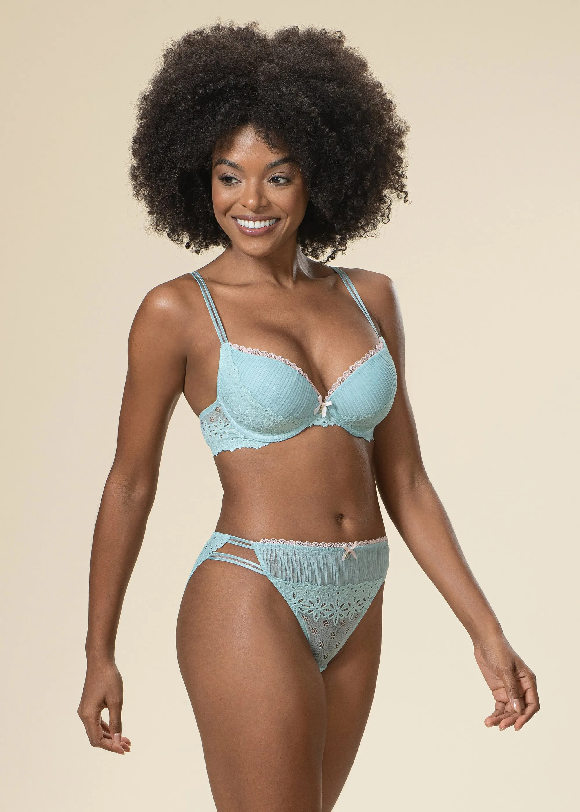 ANNIE Seductive Floral Blue Lace Brief Panties