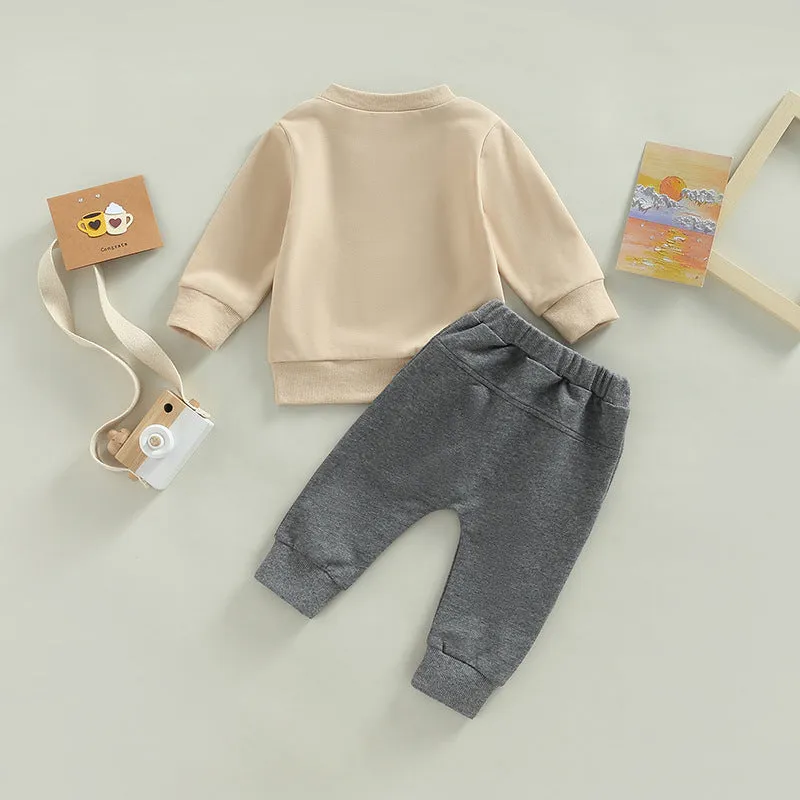 Autumn 2022 Foreign Trade Boys' New Set Animal Letter Printing Long Sleeve Sweater Casual Leggings Two Piece Set