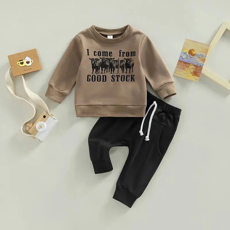 Autumn 2022 Foreign Trade Boys' New Set Animal Letter Printing Long Sleeve Sweater Casual Leggings Two Piece Set