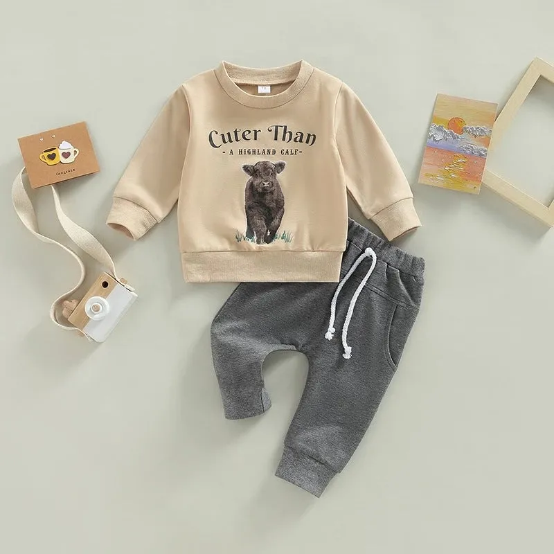 Autumn 2022 Foreign Trade Boys' New Set Animal Letter Printing Long Sleeve Sweater Casual Leggings Two Piece Set