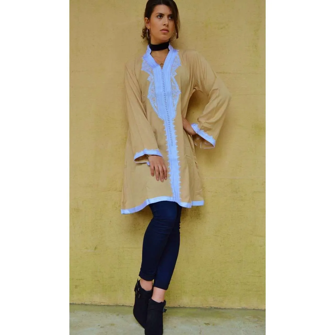 Beige Marrakech Tunic Dress - Fatimah Style