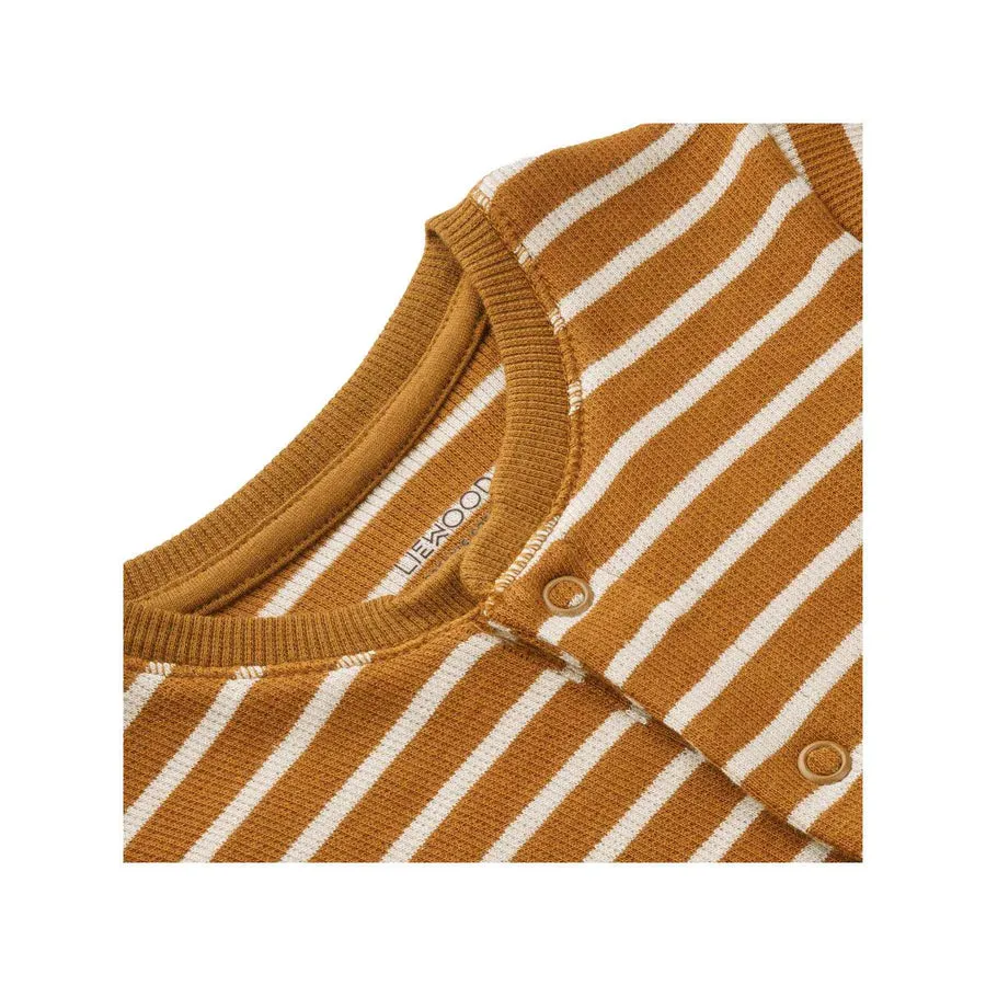 BIRK PYJAMAS SET JUMPSUIT GOLDEN CARAMEL/SANDY STRIPES LIEWOOD