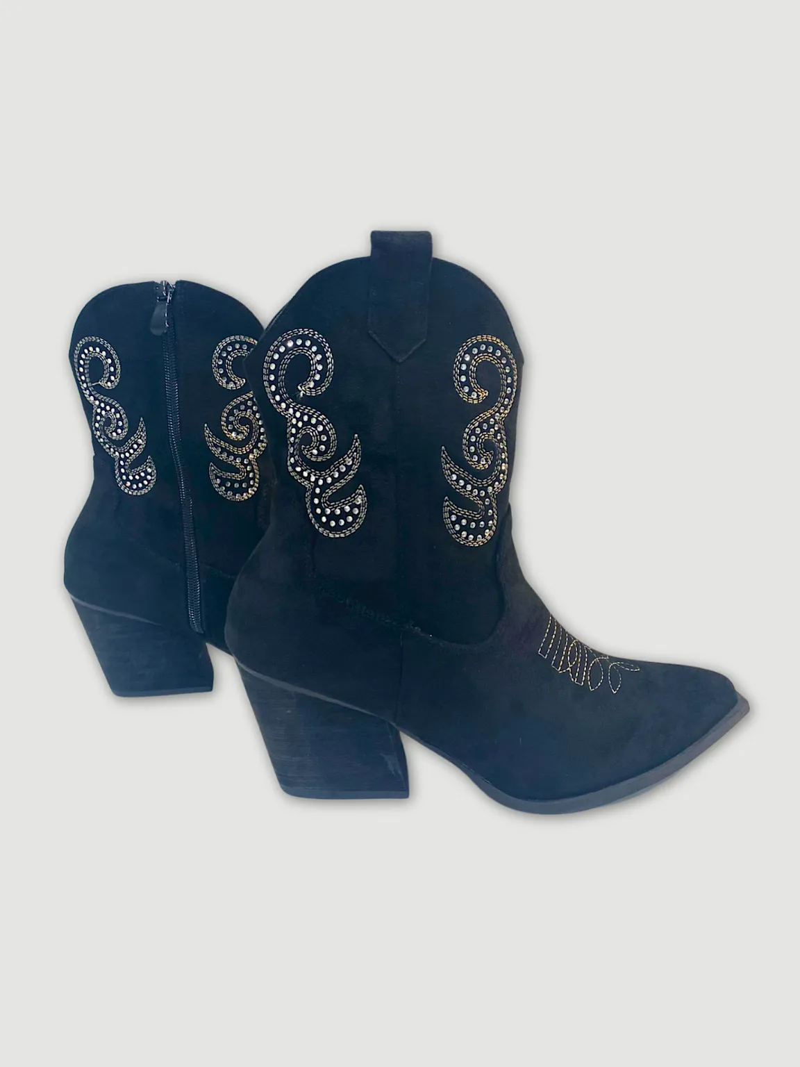 Black Diamante Western Boots