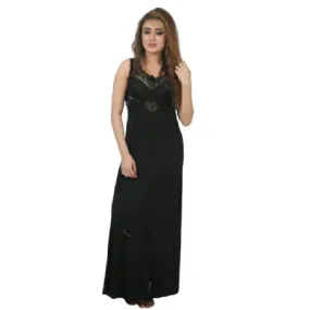 Black Nighty Luxury Bridal Gown With Panty Set Ladies Long Nighty Sleepwear for Women