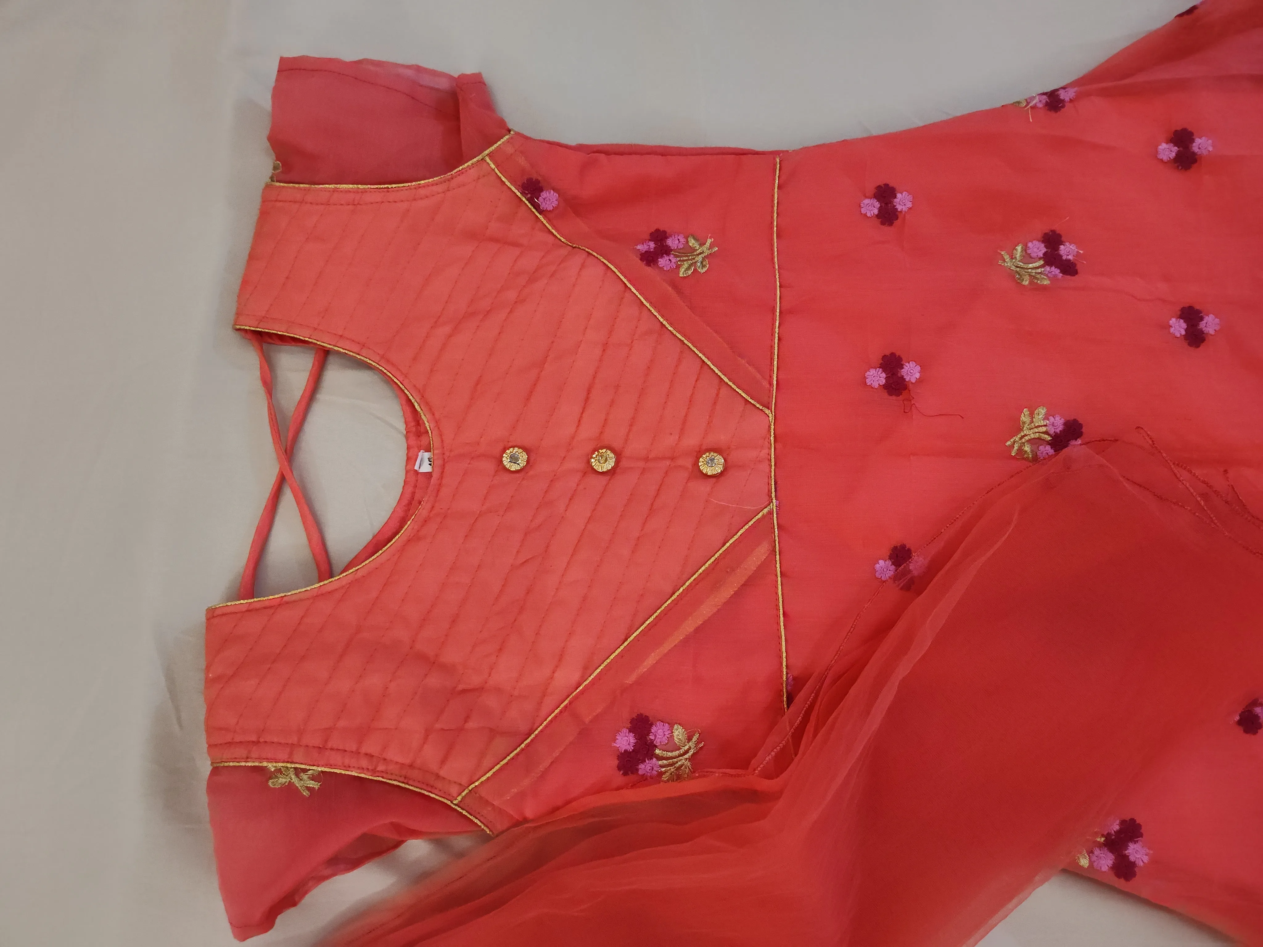 Bright Pink colored Suit With Bottom And Net Dupatta