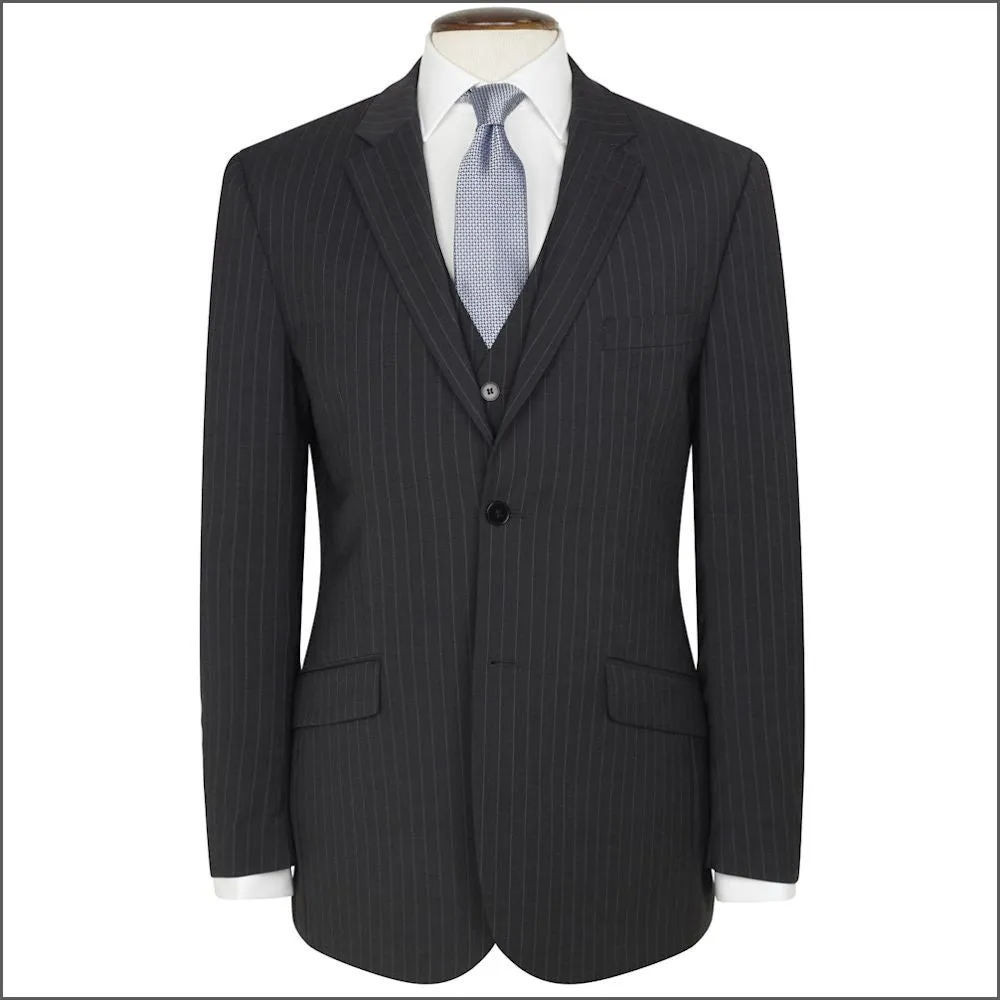 Brook Taverner Avalino Charcoal Pinstripe Washable Crease Resistant 2 Pic Travel Suit***