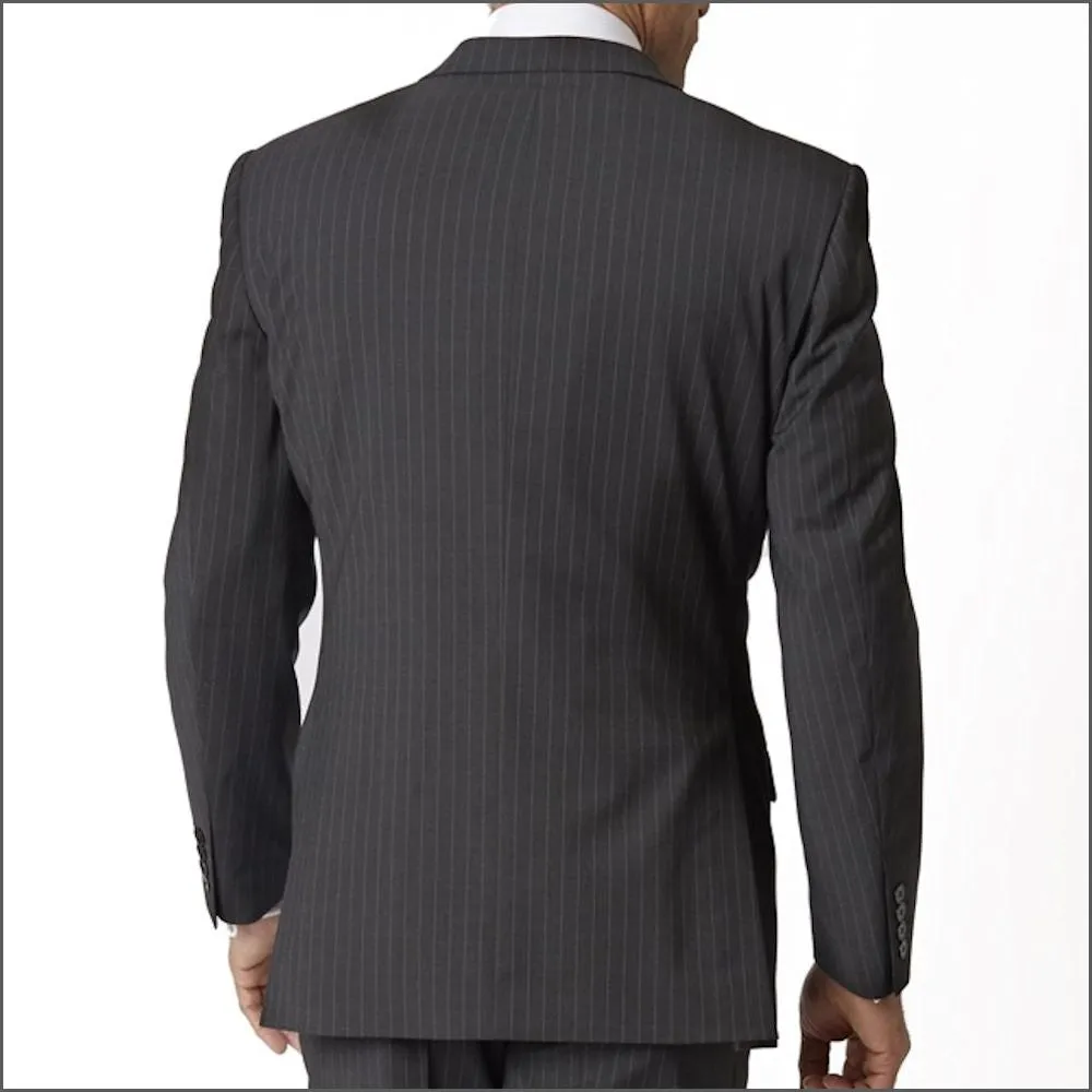 Brook Taverner Avalino Charcoal Pinstripe Washable Crease Resistant 2 Pic Travel Suit***