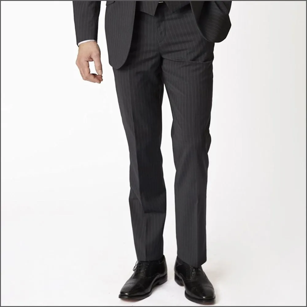 Brook Taverner Avalino Charcoal Pinstripe Washable Crease Resistant 2 Pic Travel Suit***