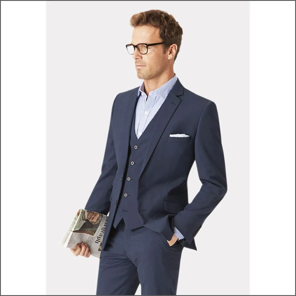 Brook Taverner Cassino Navy Check Washable Suit***