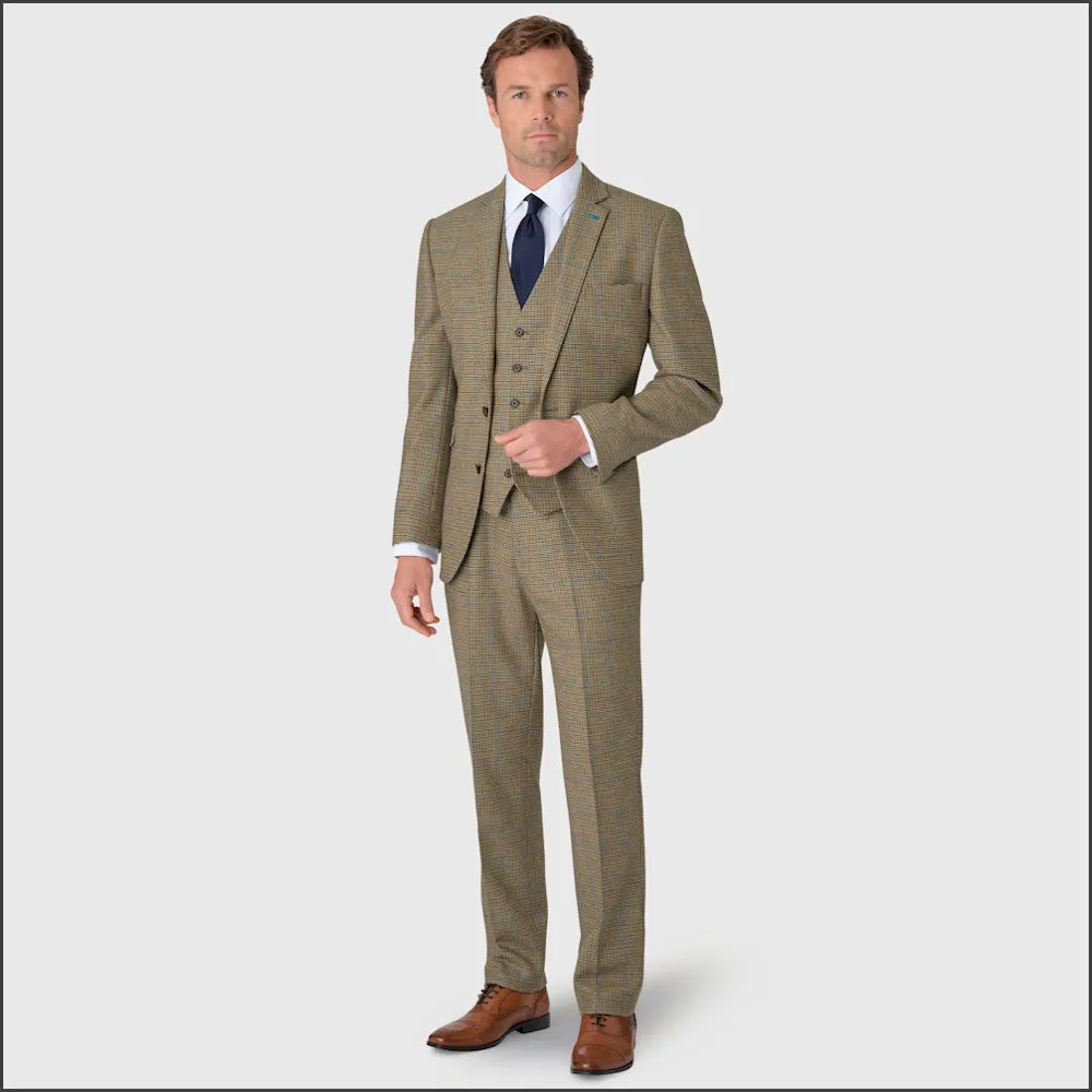 BROOK TAVERNER Woolf Pure New Wool Houndstooth Check Two Piece Suit<>