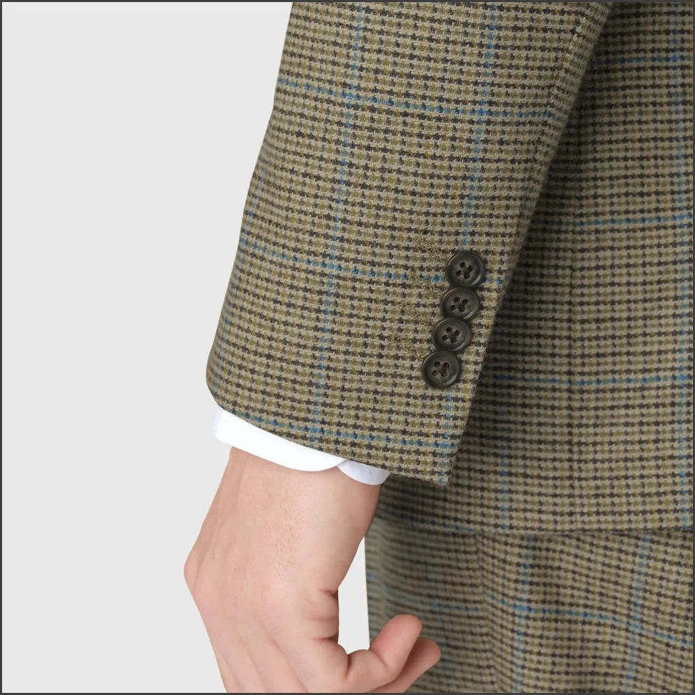 BROOK TAVERNER Woolf Pure New Wool Houndstooth Check Two Piece Suit<>