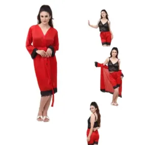 Buy Ladies Lingeries Dressing Sleep Robe V Neck Silky Lace  Sleepwear with Belt