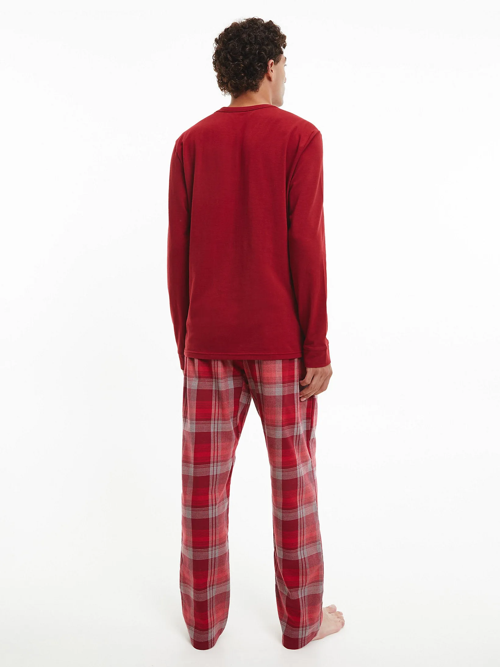 Calvin Klein Mens PJ/ Pyjama Set - L/S Top & Plaid Bottoms