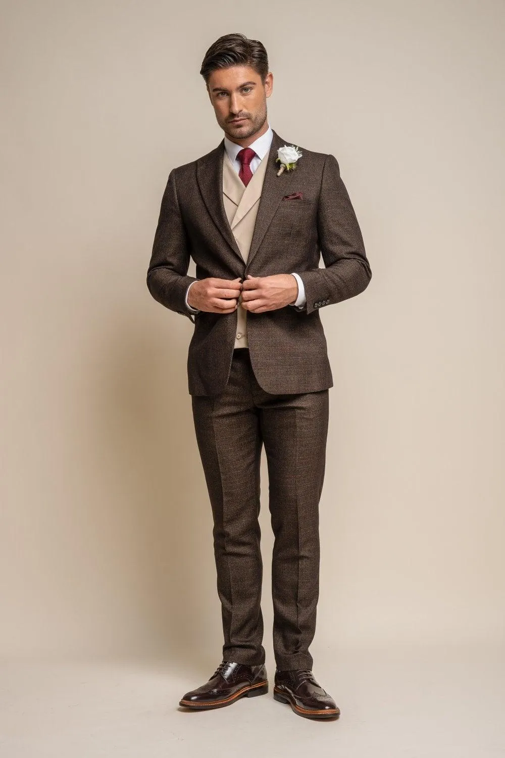 Caridi Brown Suit With Lennox Beige Waistcoat