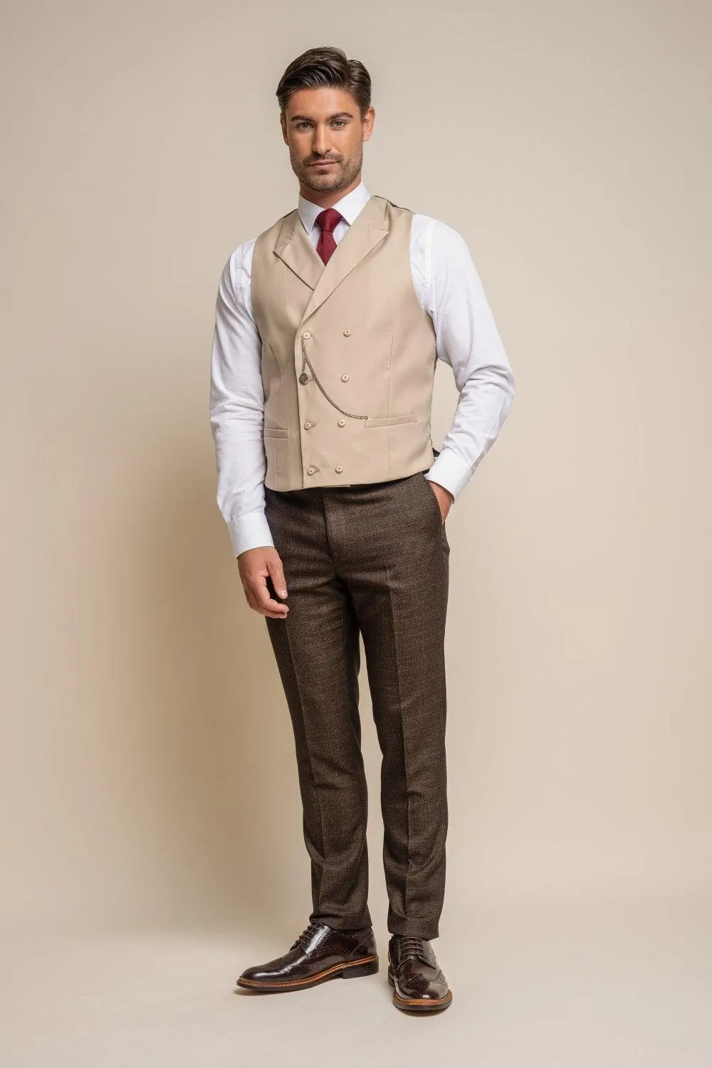 Caridi Brown Suit With Lennox Beige Waistcoat