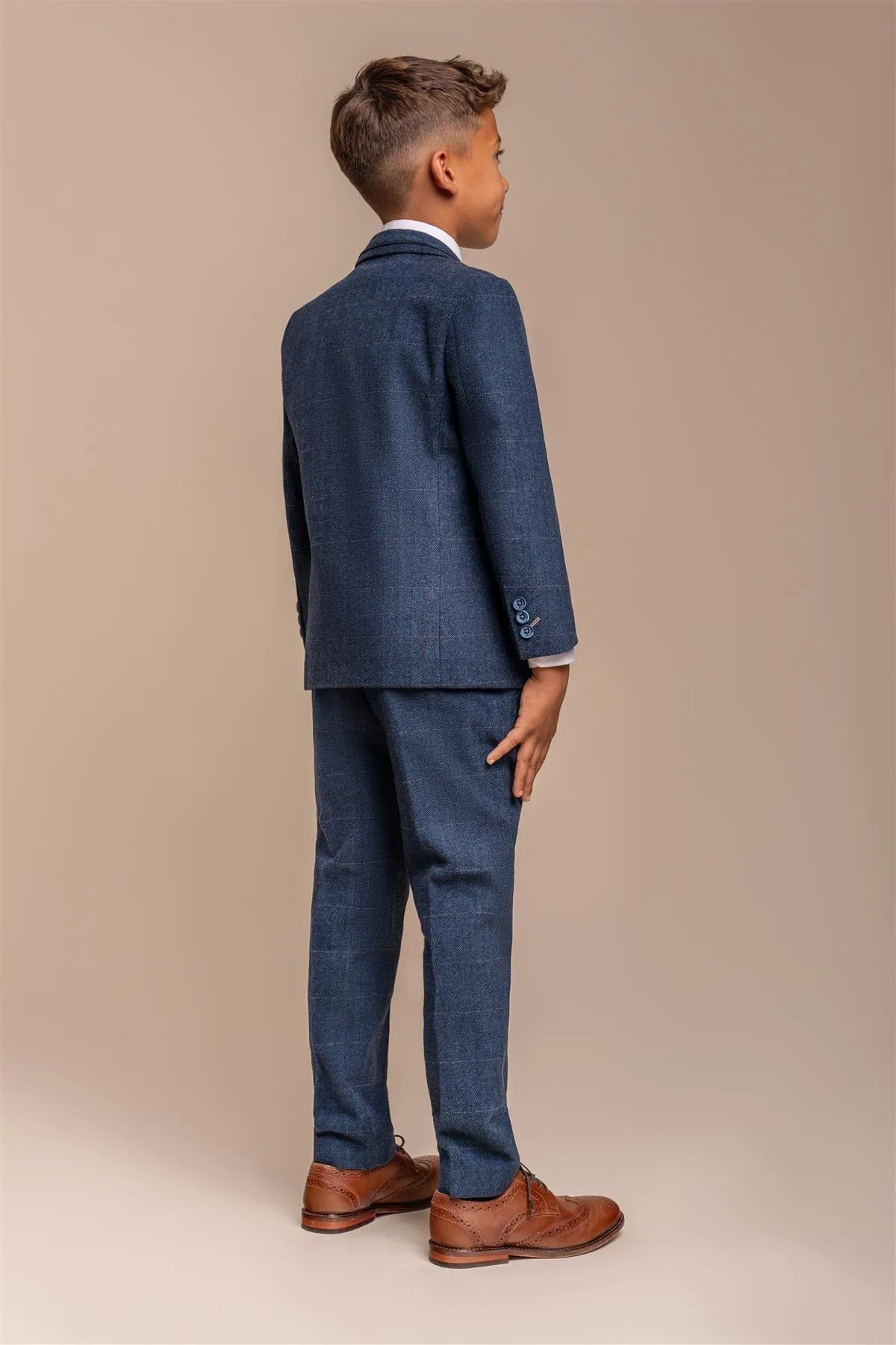 Carnegi Navy Tweed Boys Three Piece Suit