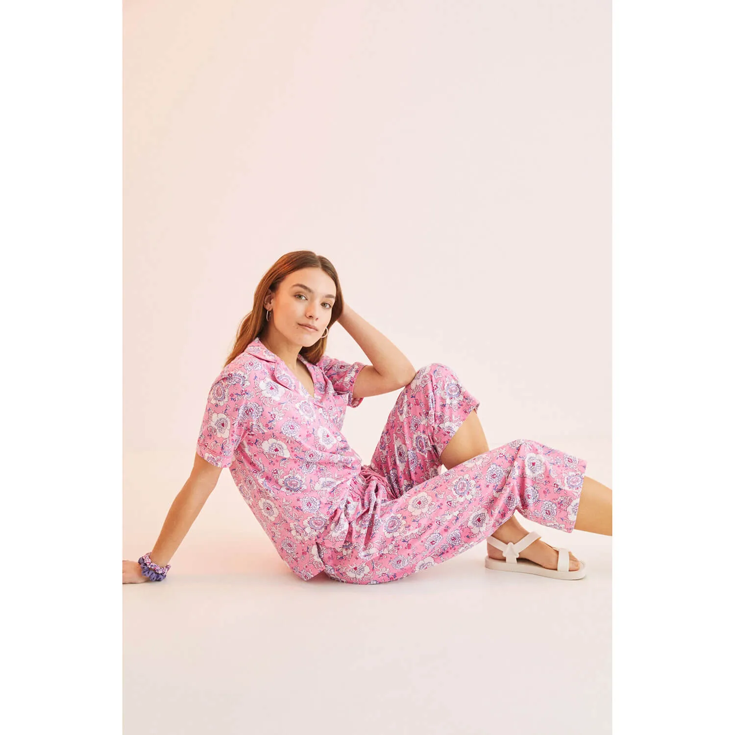 Classic Pink Printed 100% Cotton Pyjamas