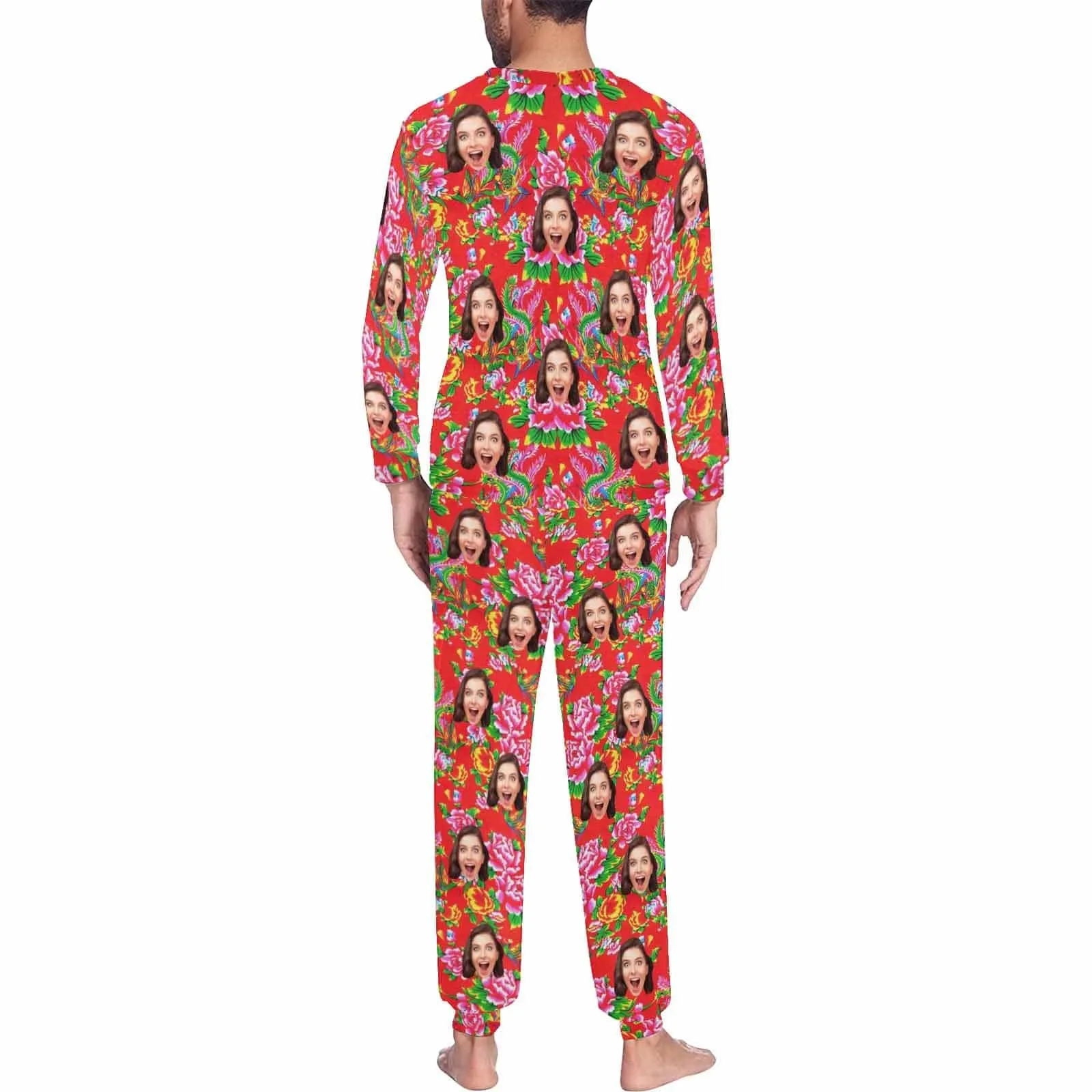 Custom Face Loungewear Personalized Fashionable Flower Elements Pajamas