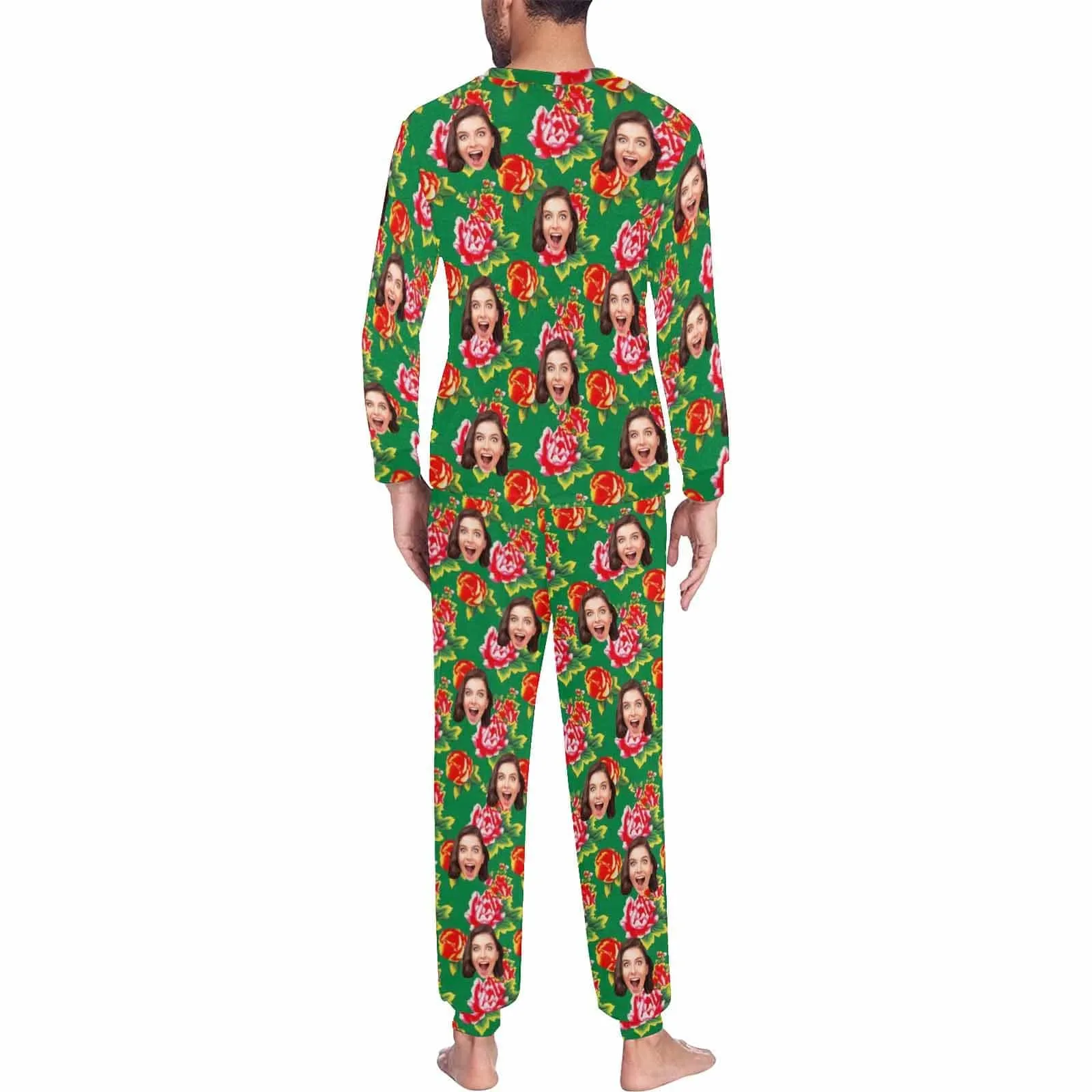 Custom Face Loungewear Personalized Fashionable Flower Elements Pajamas