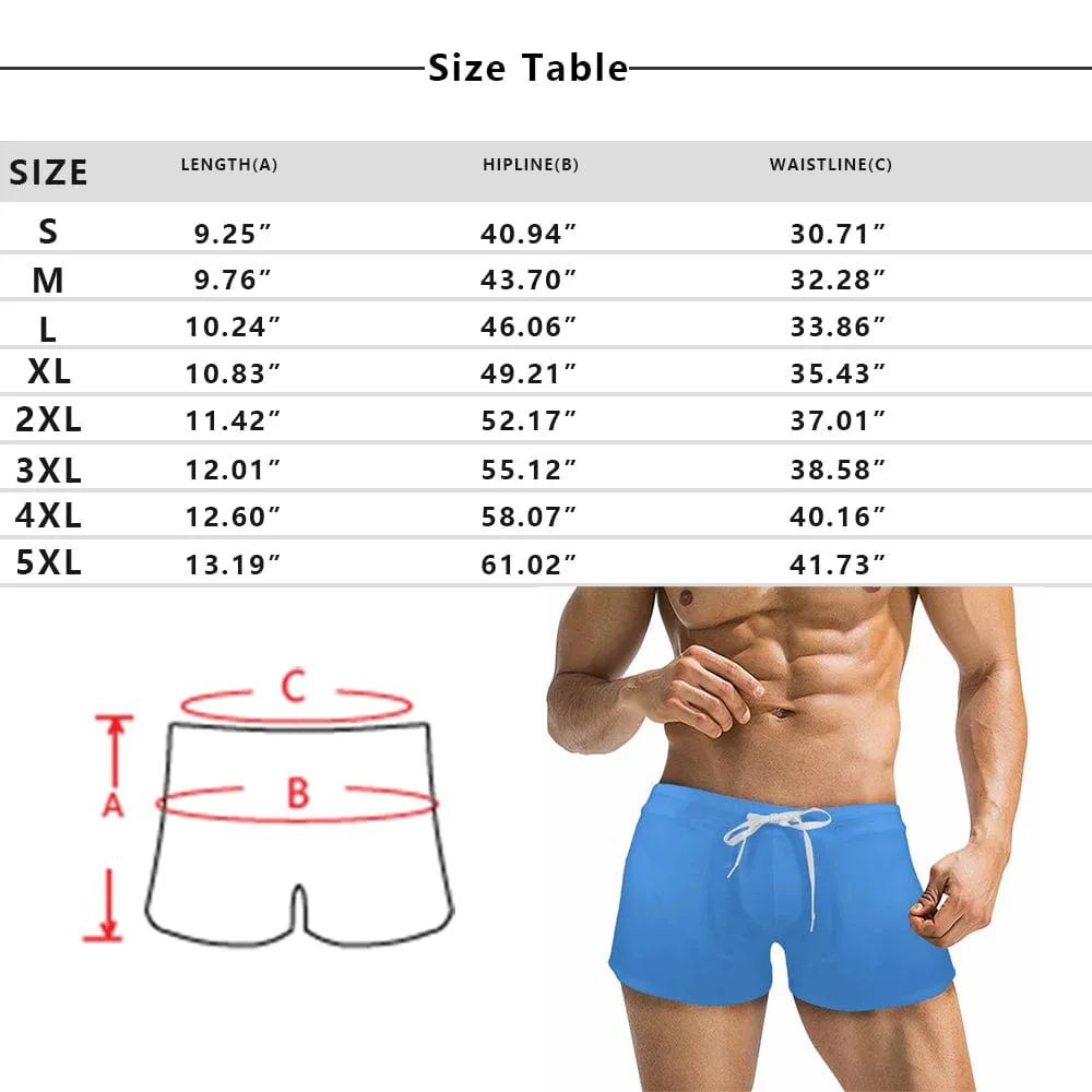 Custom Face Pet Black Men's Swimwear Short Swim Trunks with Zipper Pocket Personalized Surfing Square Leg Board Shorts