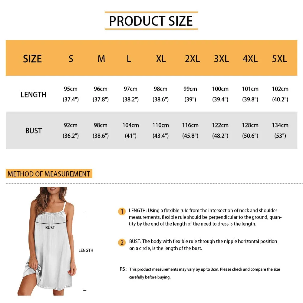 Custom Your Husband's Face Women Love Pattern Suspender Nightdress Sleeveless Nightgown Soft Sleep Dress