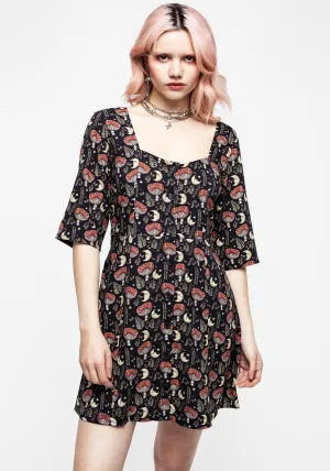 Dreamfast Mushroom Moon Print Mini Dress