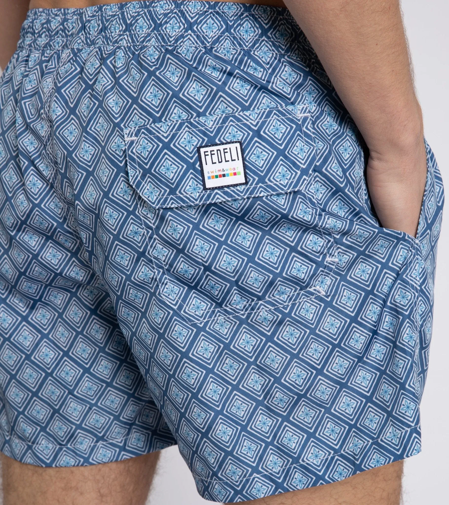 Fedeli Square Swimming Trunks: Blue