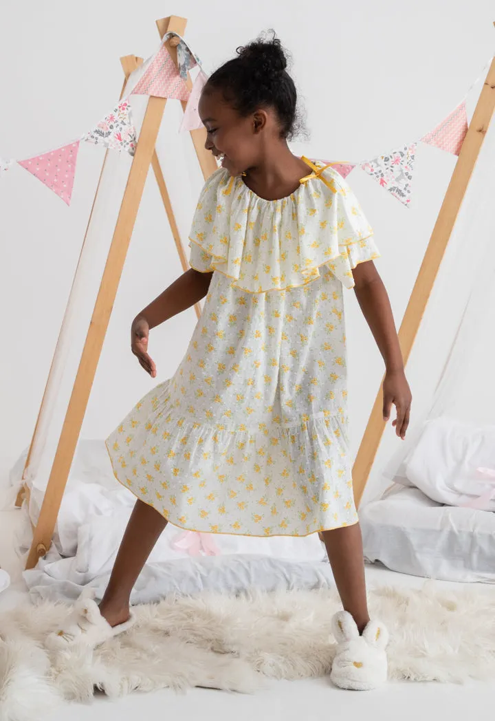 Flowers Tiered Hemline Night Sleepwear Dress