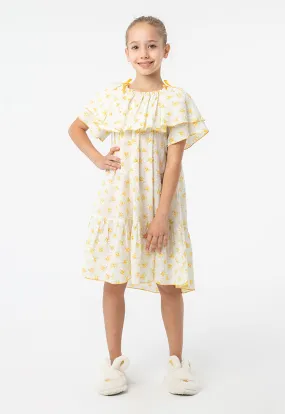 Flowers Tiered Hemline Night Sleepwear Dress