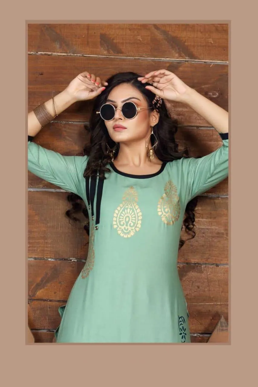 Light Blue Women's Fancy Kurti With Palazzo With Dupatta Collection