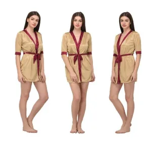 Luxury Sleepwear Silk Nightwear for Women Short Nightgown with Panty Set Silk Short Taping Night Robe