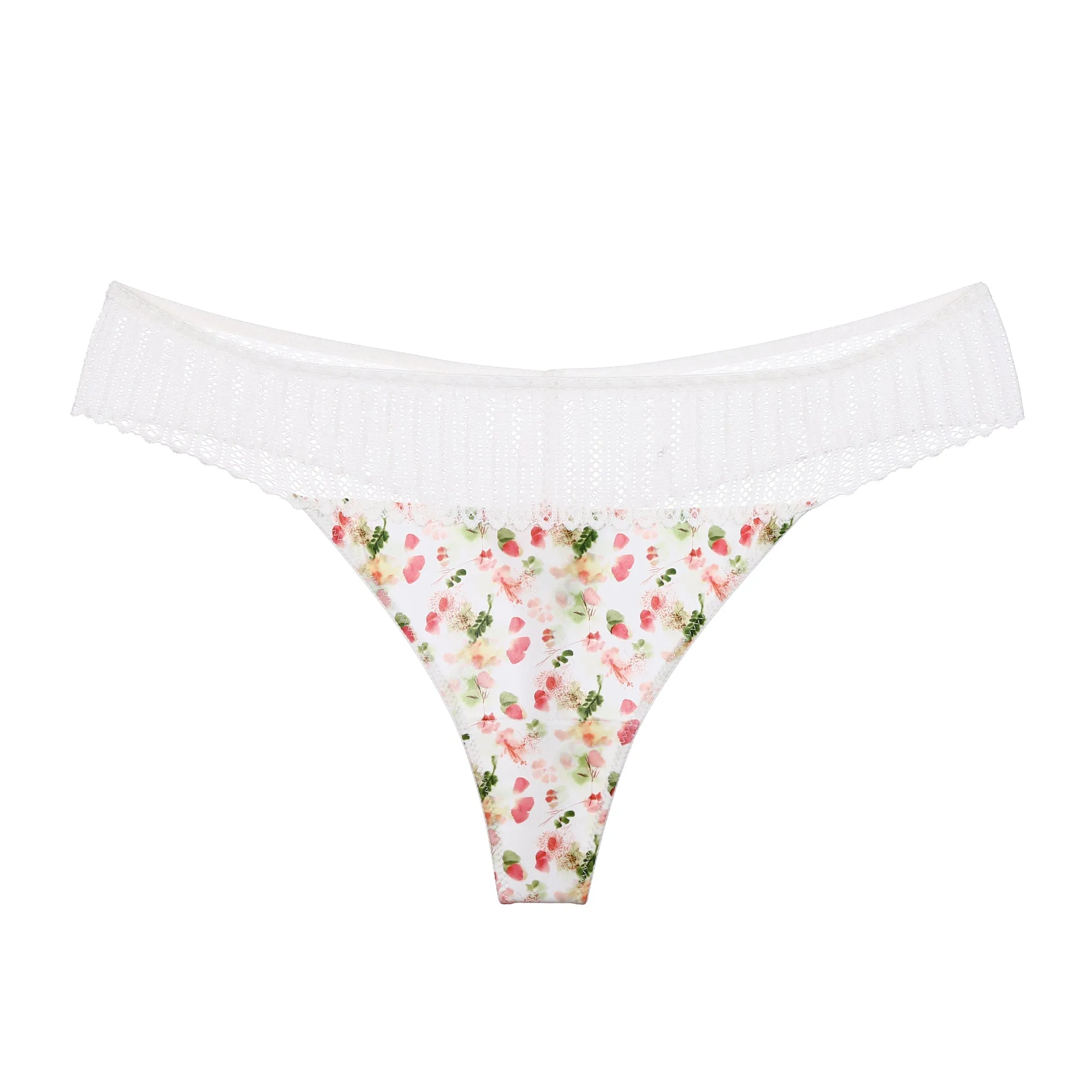 MELANIE Floral Printed Lace Thong Panties