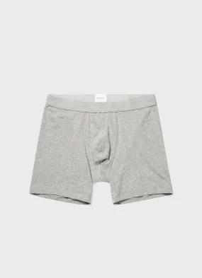 Men's Long Cut Stretch Cotton Trunks in Grey Melange