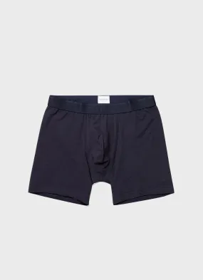 Men's Long Cut Stretch Cotton Trunks in Navy