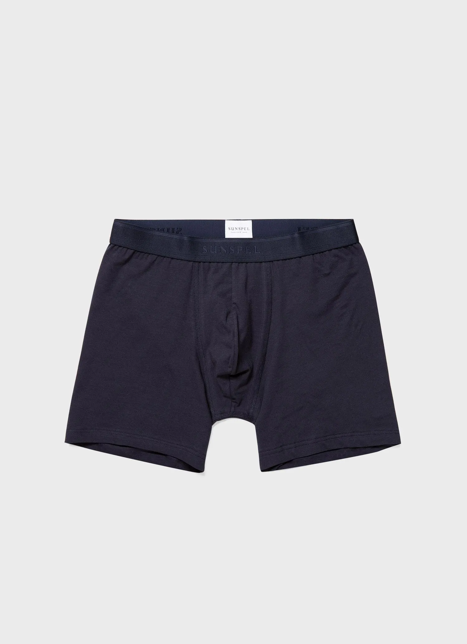 Men's Long Cut Stretch Cotton Trunks in Navy