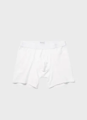 Men's Long Cut Stretch Cotton Trunks in White