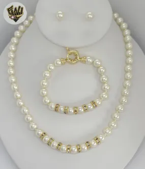 (MSET-31) Gold Laminate - 8mm Mallorca Pearls Set - BGF