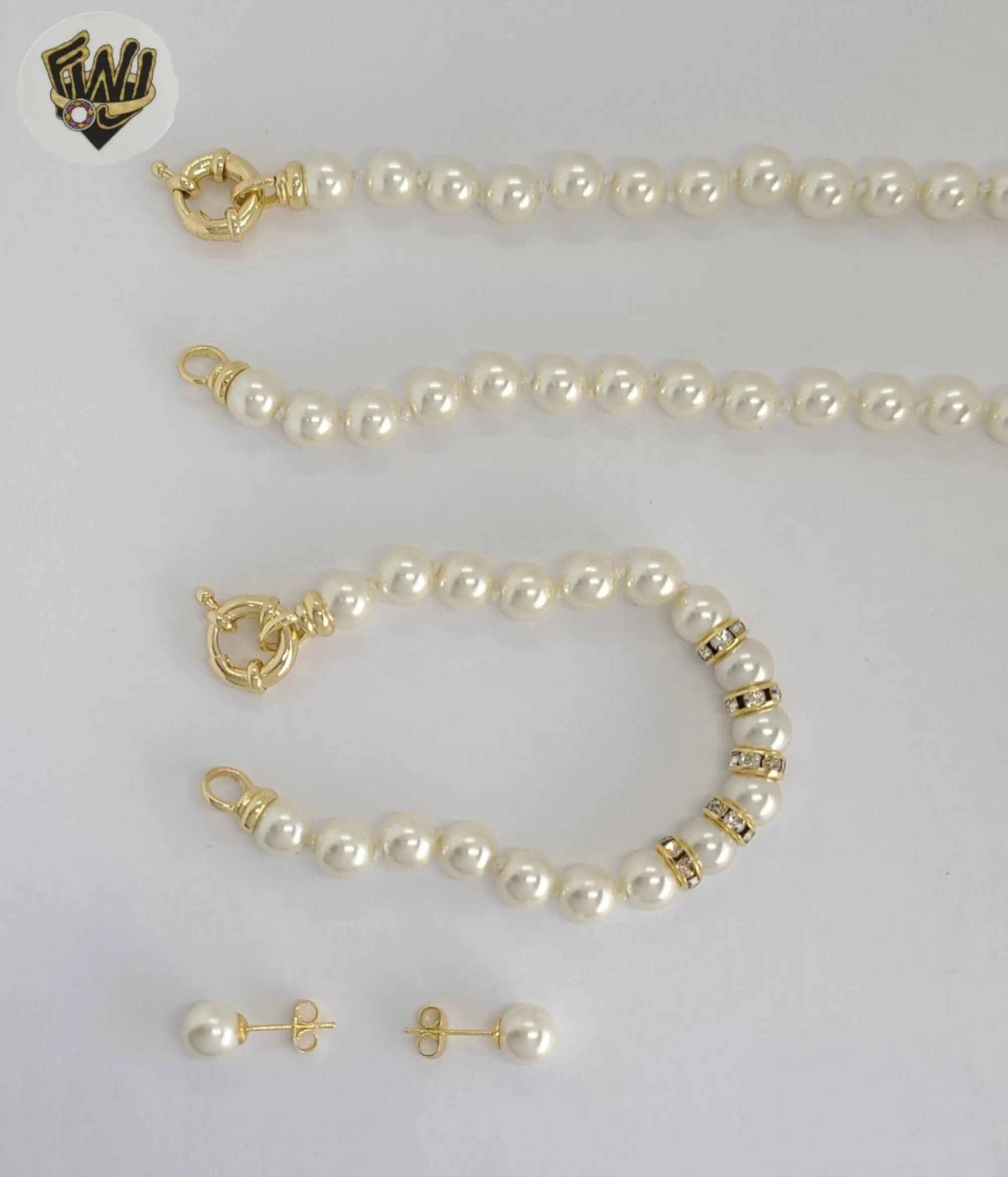 (MSET-31) Gold Laminate - 8mm Mallorca Pearls Set - BGF