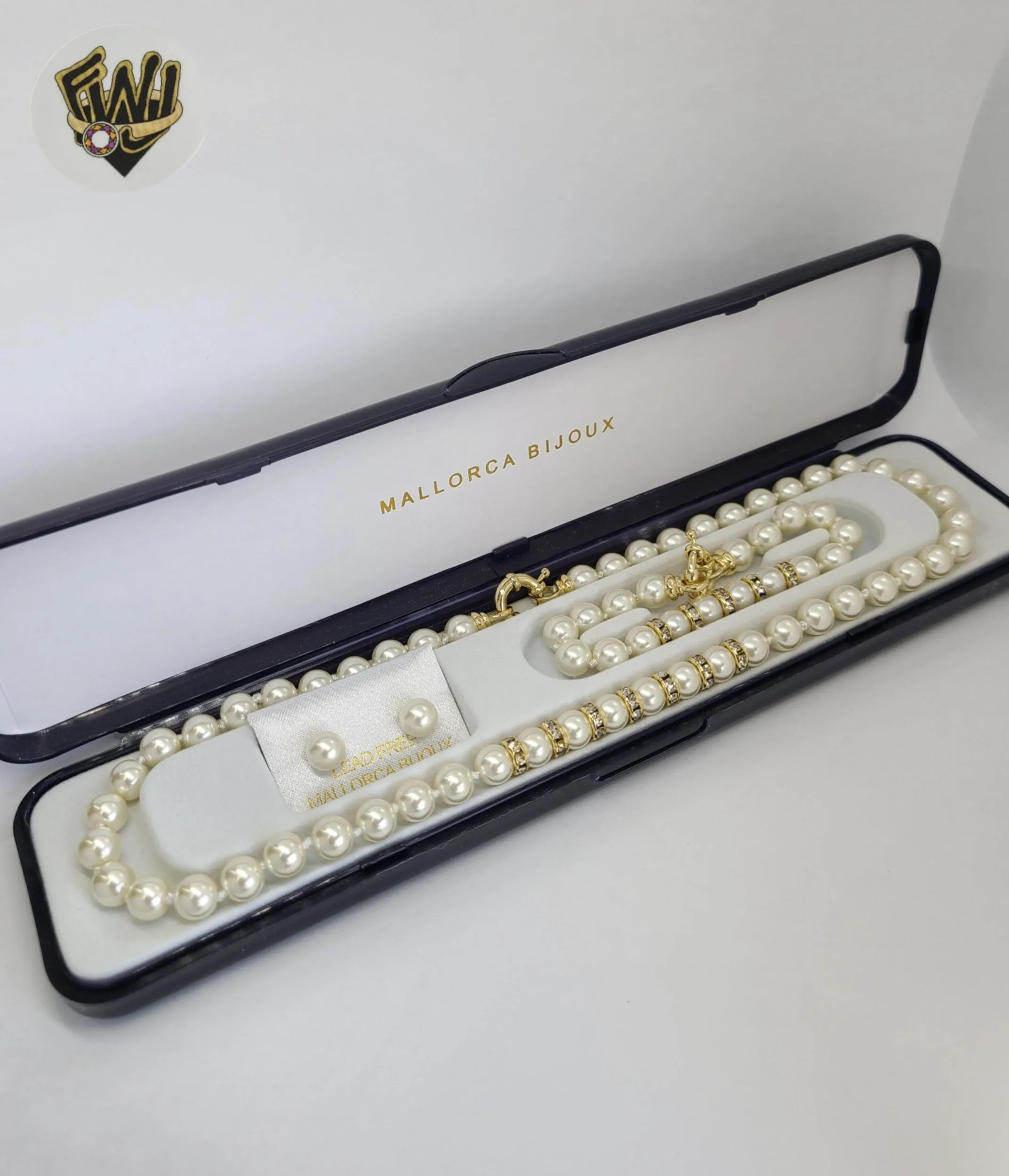 (MSET-31) Gold Laminate - 8mm Mallorca Pearls Set - BGF