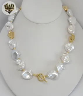 (MSET-35) Gold Plated - 16mm Mallorca Pearls Necklace-