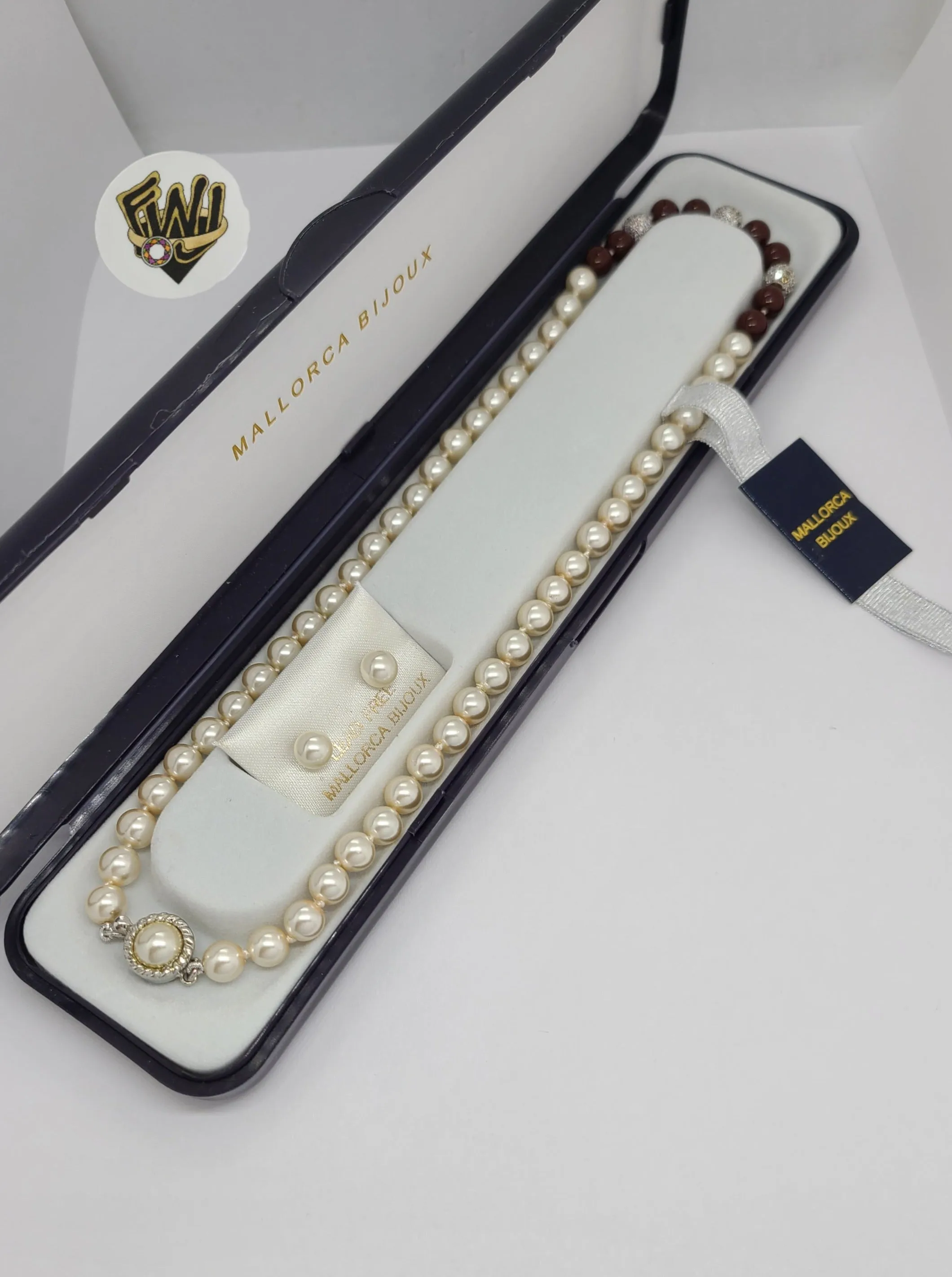 (MSET-43) Gold Laminate - 7mm Two Colors Mallorca Pearls Set - BGF